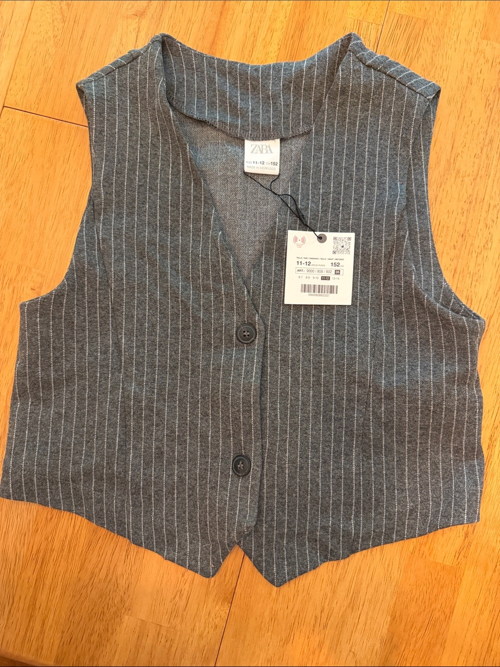 Zara Kids Gray Pinstripe Vest - Charcoal Gray